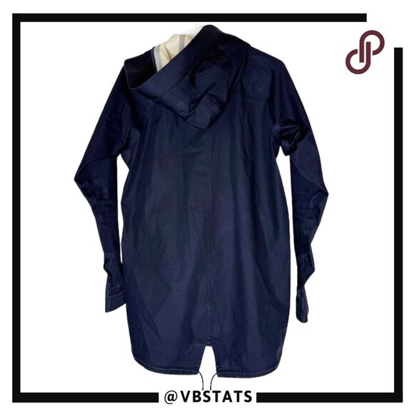 Everlane Women's The City Hooded Snap Zip Anorak Rain Jacket Navy Blue Size XXS - Picture 5 of 11